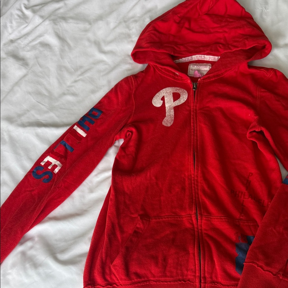 Victoria's Secret Red Hoodie with Navy Accents